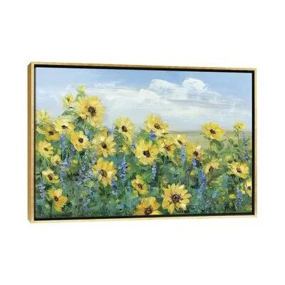Sunflower Fields Forever by Sally Swatland - Painting Print iCanvas Format: Gold Framed Canvas - Matte Color: No Matte, Size: 40\