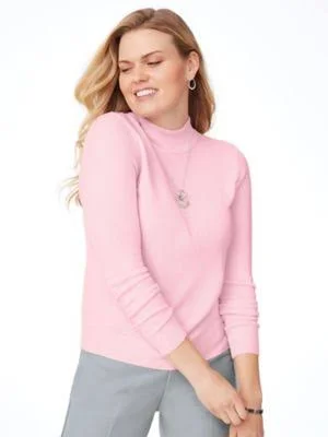 Blair Women's Plus Elisabeth Williams Cashmere-Like Long-Sleeve Sweater, Pale Pink 3XL