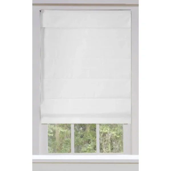 Allen + Roth 25-in x 72-in Snow Blackout Cordless Roman Shade Cotton in White, RBOWT250720