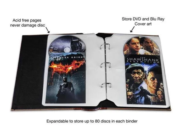 Bellagio-italia DVD/CD Storage Tuscany Cognac Binder 6-Pack with 3 Insert Sheets