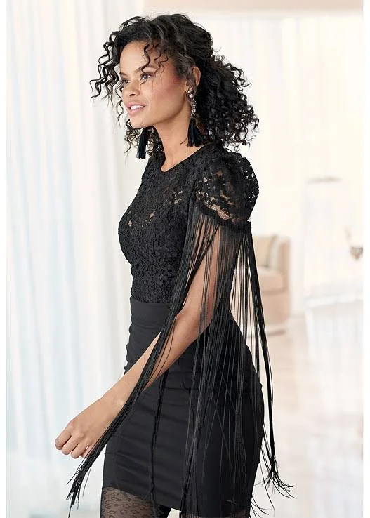 Women's Lace Detail Dress - Black - Size M by Venus