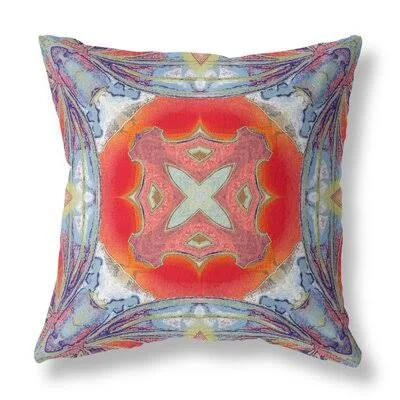 Pastel Floral Squares Broadcloth Indoor Outdoor Blown and Closed Pillow Muted Green Indigo Hot Pink Bungalow Rose Size: 20x22 x