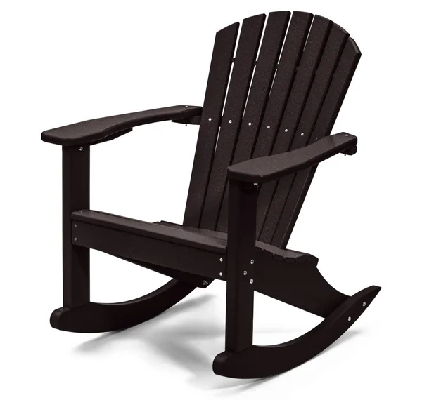 Outdoor Patio Rocking Chair, Plastic Adirondack Rocking Chair, Mocha