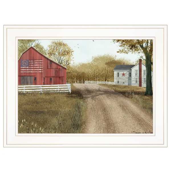 TrendyDecor4U Summer in The Country by Billy Jacobs - Ready to Hang Framed Print, White Frame