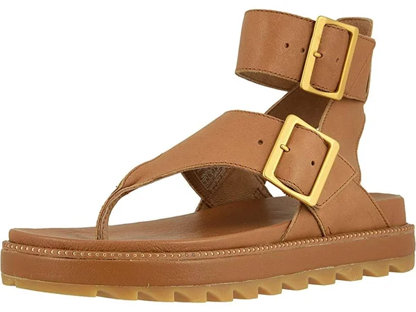 Sorel Women's Roaming T-Strap Sandal - 6 - Camel Brown