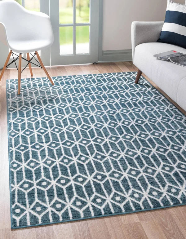 Unique Loom Matrix Trellis Diamonds Blue 9 ft. x 12 ft. Area Rug