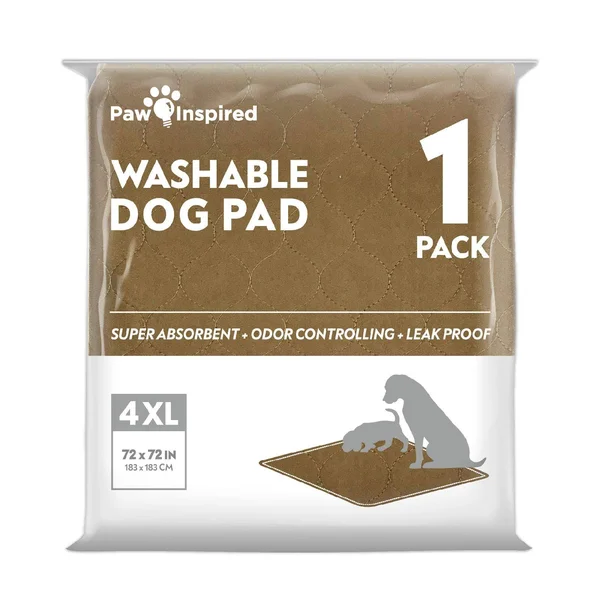 Paw Inspired Washable Pee Pads for Dogs - 4XL 72 x 72, Puppy Training Pads, Wat