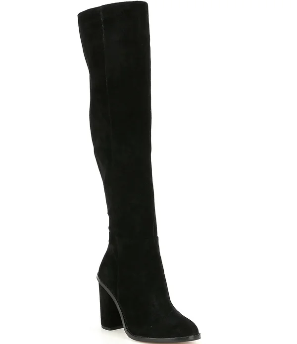 Gianni Bini Barrine Suede Over-The-Knee Block Heel Boots, Womens, 11M, Black - Dillard&s Exclusive