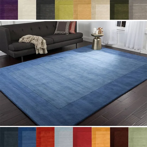 Hand-Loomed Risor Solid Bordered Wool Area Rug - 7&6 x 9&6 Red
