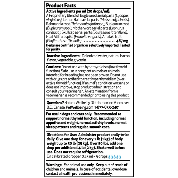 Pet Wellbeing - Thyroid Support Gold for Cats - Natural Support for Feline