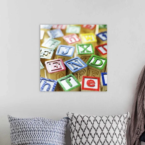 Close-up of Toy Building Blocks, Large Solid-Faced Canvas Wall Art Print, Great Big Canvas