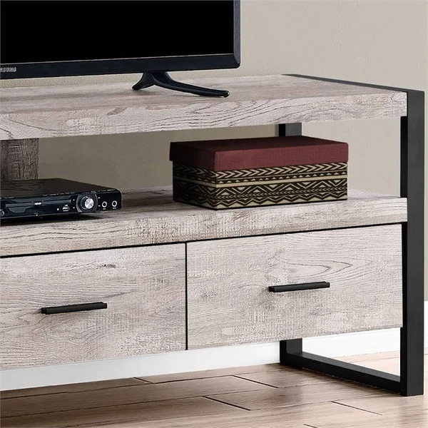 Pemberly Row 3 Drawer 60x22 Contemporary Industrial TV Stand in Taupe