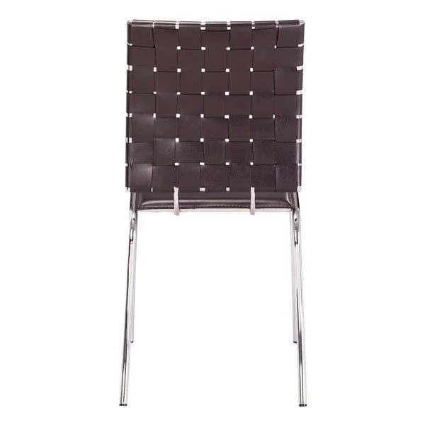 Dining Chair Espresso (Set of 4) - Leatherette Chromed Steel