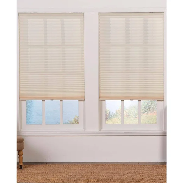 Perfect Lift Window Treatment Cut-to-Width Ecru Cordless Light Filtering Pleated Shade - 25.5 in. W x 72 in. L - White