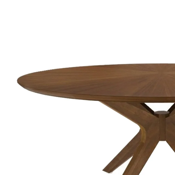 Contemporary 59 inch Round Wooden Dining Table with Spider Legs - Brown