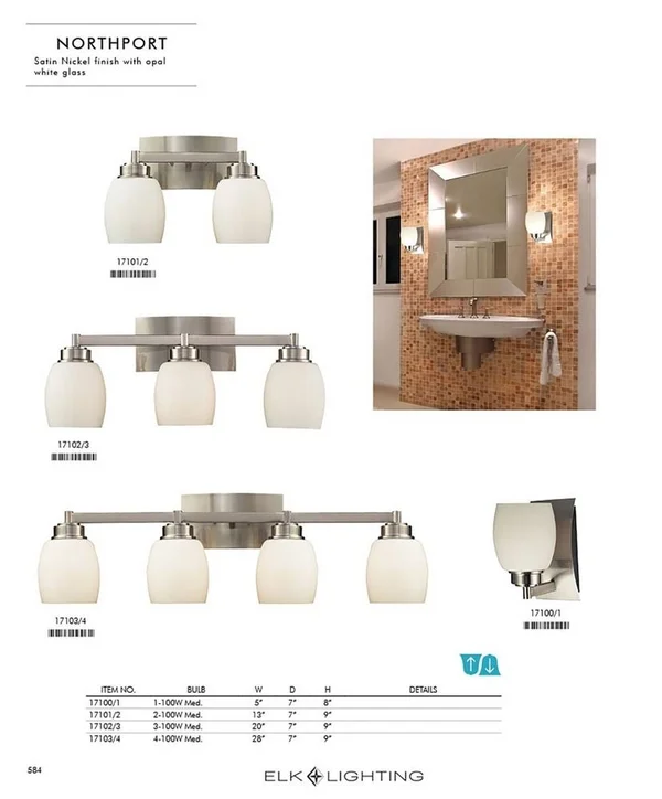Elk Lighting 17100/1 Northport 1 Light Vanity in Satin Nickel