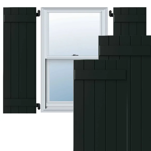 Ekena Millwork CWB18X044DGC 18x22W x 44x22H Exterior Five Board (2 Batten) Composite Board-n-Batten Shutters (Per Pair) - Black F