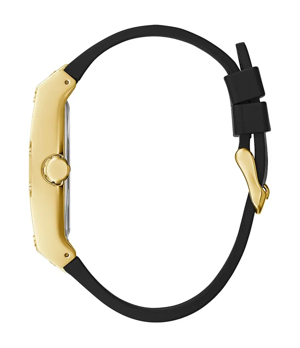 Guess Men's Black and Gold-Tone Square Multifunction Watch - Black