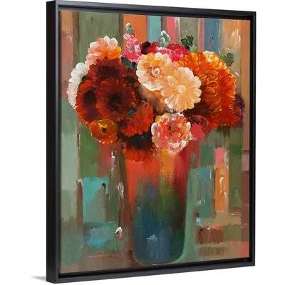 Sunset Bouquet by Hooshang Khorasani - Painting Print on Canvas Winston Porter Format: Black Floater Framed Canvas - Size: 22x22