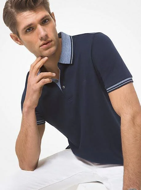 Michael Kors Greenwich Cotton Polo Shirt CB95FY220B - Xs, Blue