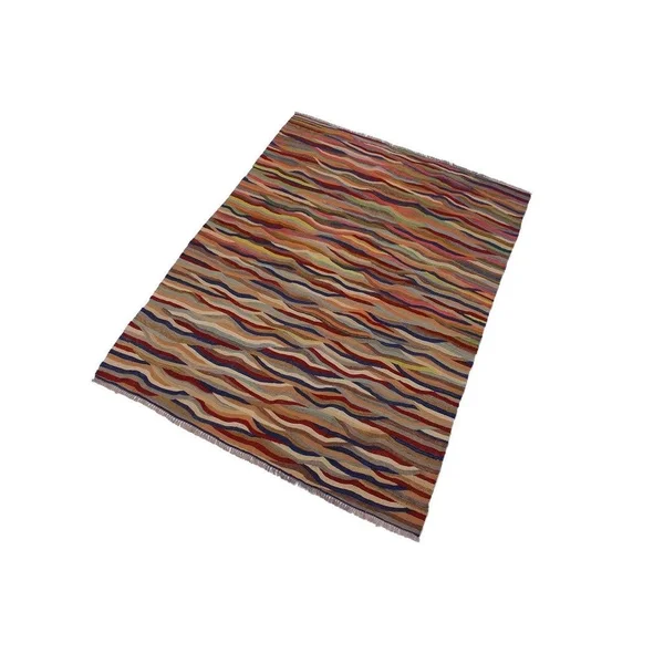 Geometric Kilim Brock Red Blue Hand Woven Area Rugs 5x7