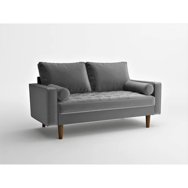 Container Furniture Faux Leather Mid-Century Sofa - Goldenrod