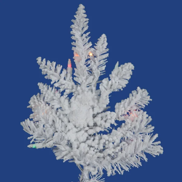 Vickerman Flocked White Spruce 4.5& Artificial Christmas Tree with 250 Dura-Lit Multi-Colored Lights with Stand