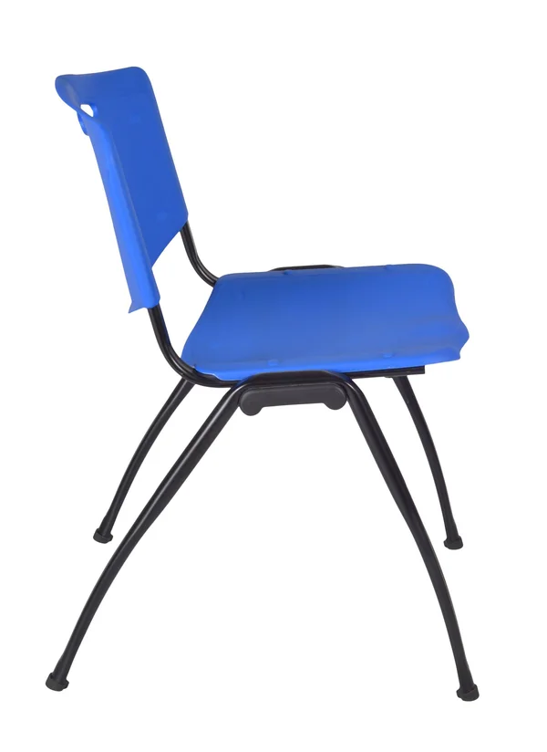 Regency Kee 30x22 Square Breakroom Table- Mahogany/ Black & 4 &M& Stack Chairs- Blue