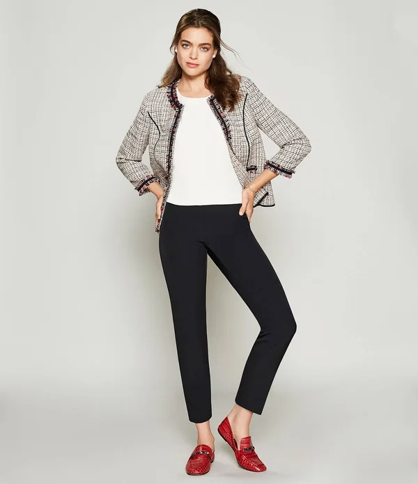 Anne Klein Crepe Bowie Slim-Fit Pants - Black 12