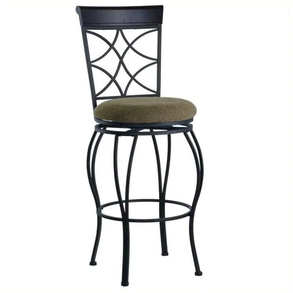Pemberly Row 30x22 Swivel Bar Stool in Metallic Brown and Black