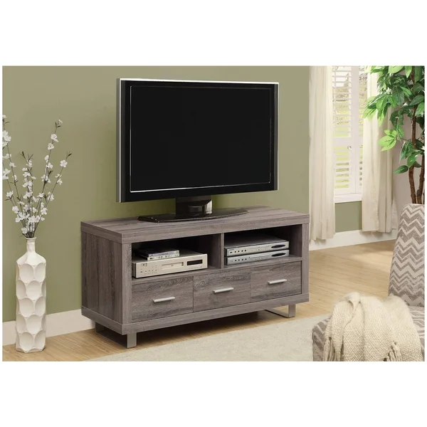 Monarch Specialties 48x22 TV Stand - Dark Taupe with 3 Drawers