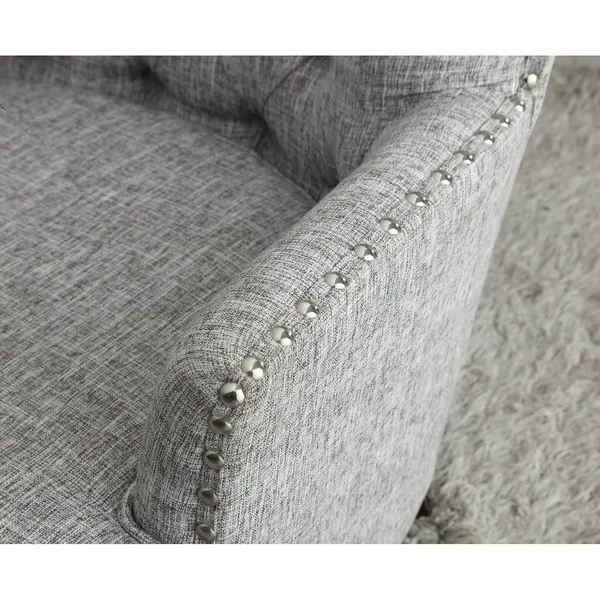Bentley Button Tufted Accent Chair with Nailhead TRIM - Gray-White