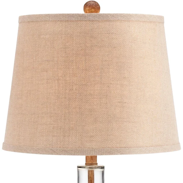 360 Lighting Nautical Table Lamp Clear Glass Rope Net Burlap Drum Shade for Living Room Family Bedroom Bedside Nightstand