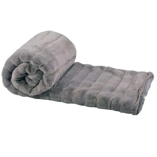 Ribbed 60 x 80 Super Soft Warm Cozy Couch Throw Blanket with Sherpa - Taupe