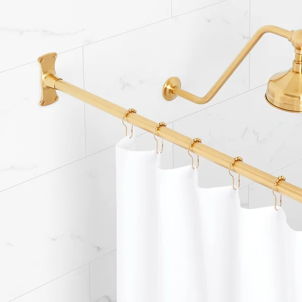 48x22 Straight Solid Brass Shower Rod - Chrome - Signature Hardware