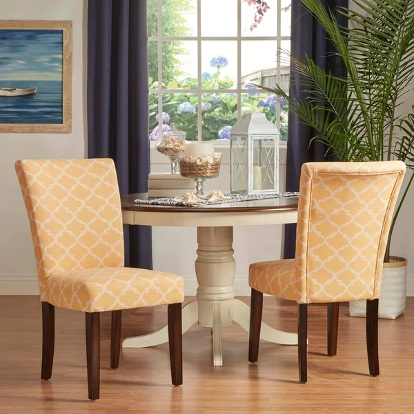 2-Piece Starlite Moroccan Upholstered Parsons Wooden Dining Chair