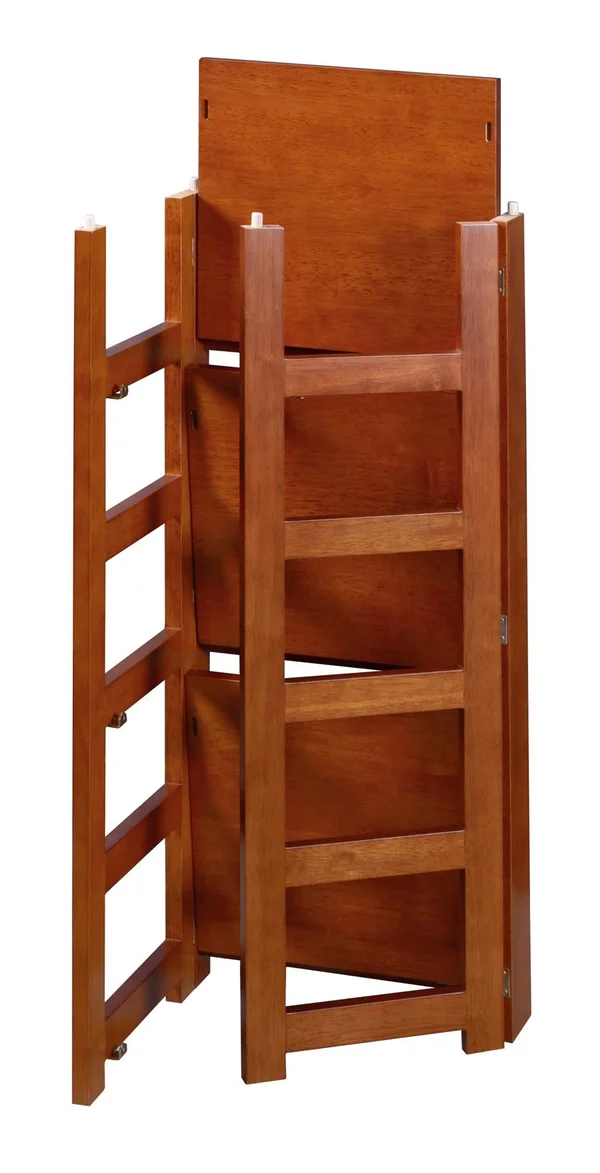 Niche FFSQ6712MWNT 67 in. Flip Flop Square Folding Bookcase with Folding Fabric Bins Mocha Walnut & Natural