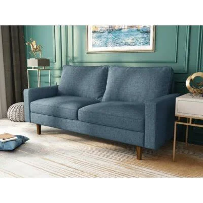 Jo 70x22 Square Arm Sofa George Oliver Fabric: Sky Blue 100% Polyester