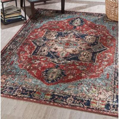 Emelia Oriental Print Red Area Rug Joss & Main Rug Size: Rectangle 6& x 9&