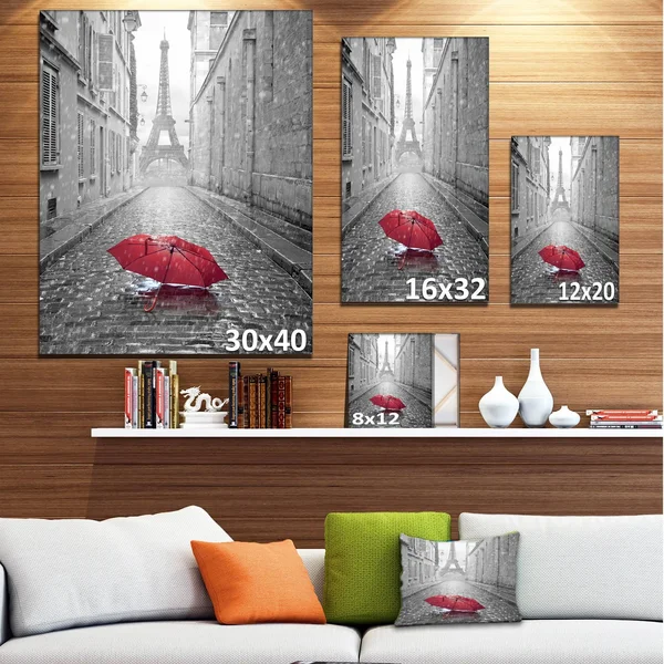 Designart &Eiffel View from Paris Street & Cityscape Photo Canvas Art Print, Size: 30 inch x 40 inch