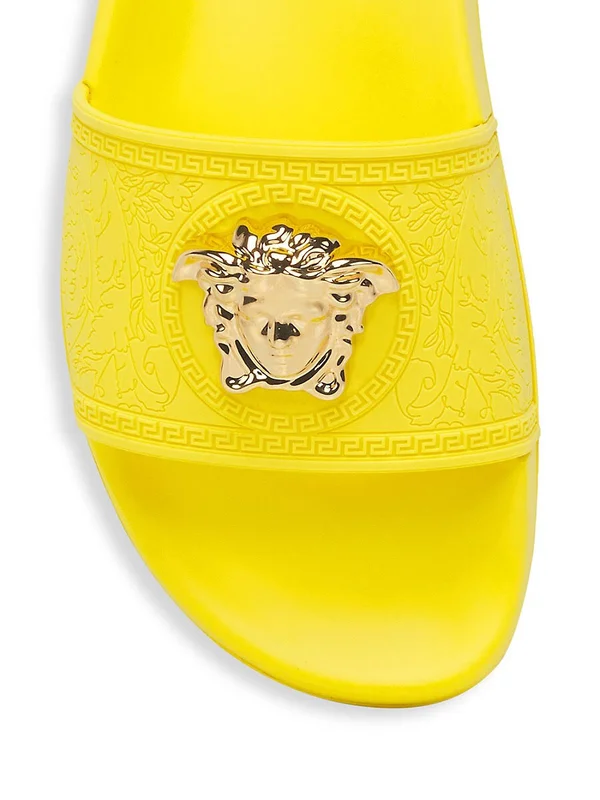 Versace Women's Palazzo Pool Slides - Cerulean - Size 7 Sandals