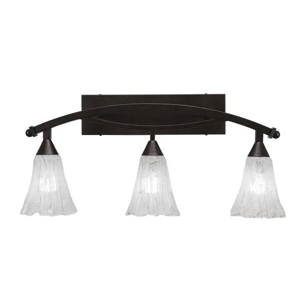 Toltec Lighting-173-BRZ-729-Bow - Three Light Bath Bar Bronze Finish with Italian Ice Glass