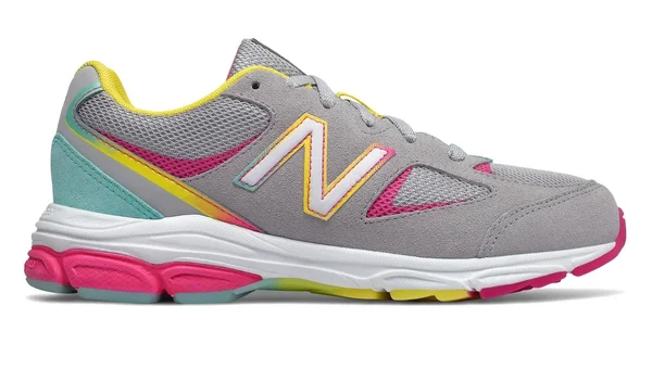 New Balance Girls& 888v2 Running Shoe - Grade School, Size: 7, Grey/Rainbow