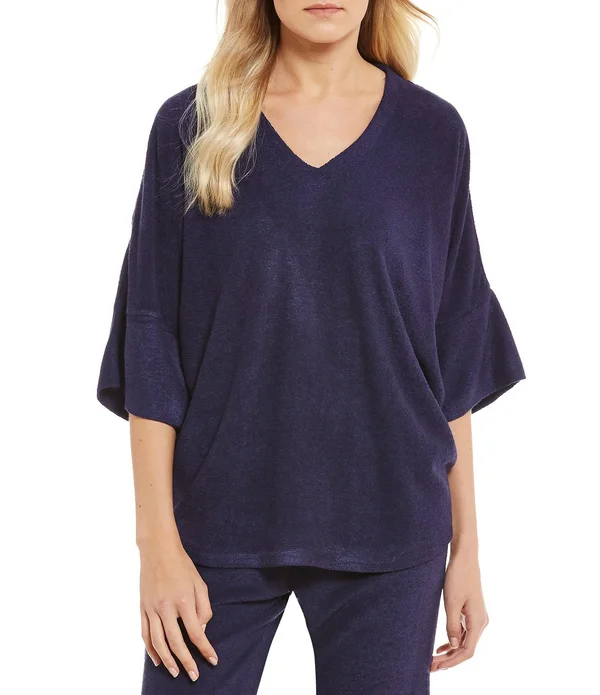 N Natori Terry Lounge Top - Women's, Blue, Size L, Natori