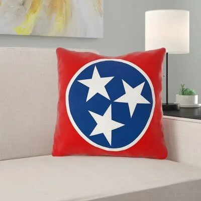 Centers Tennessee Flag in - Faux Linen/Throw Pillow-Concealed Zipper-Indoor East Urban Home Size: 14x22 x 14