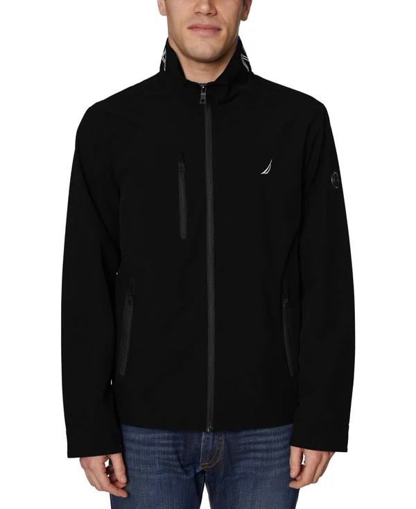 Nautica Men's Stretch Performance Windbreaker and Rain Jacket - Dark Grey