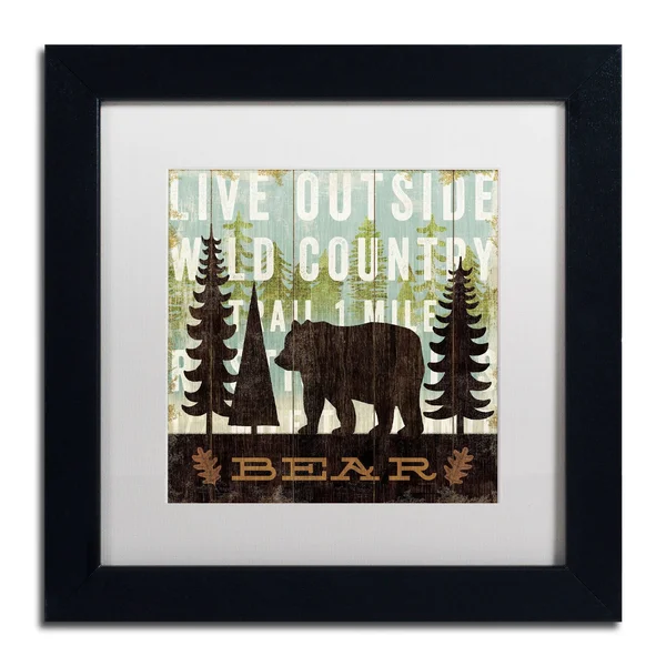 Trademark Fine Art &Simple Living Bear& by Michael Mullan Framed Graphic Art - Matte Color: White, Size: 16x22 H x 16x22 W