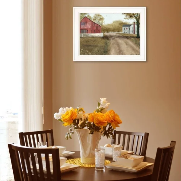 TrendyDecor4U Summer in The Country by Billy Jacobs - Ready to Hang Framed Print, White Frame