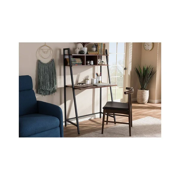 Baxton Studio Ethan Rustic Industrial Style Brown Wood and Metal Desk