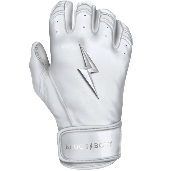 Premium Pro Chrome Series Short Cuff Batting Gloves - White - Youth Medium White (Yth Medium)